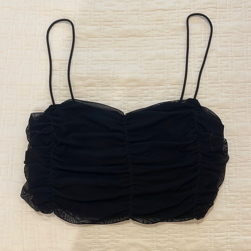 shein black spagetti strap fitted cropped tank top